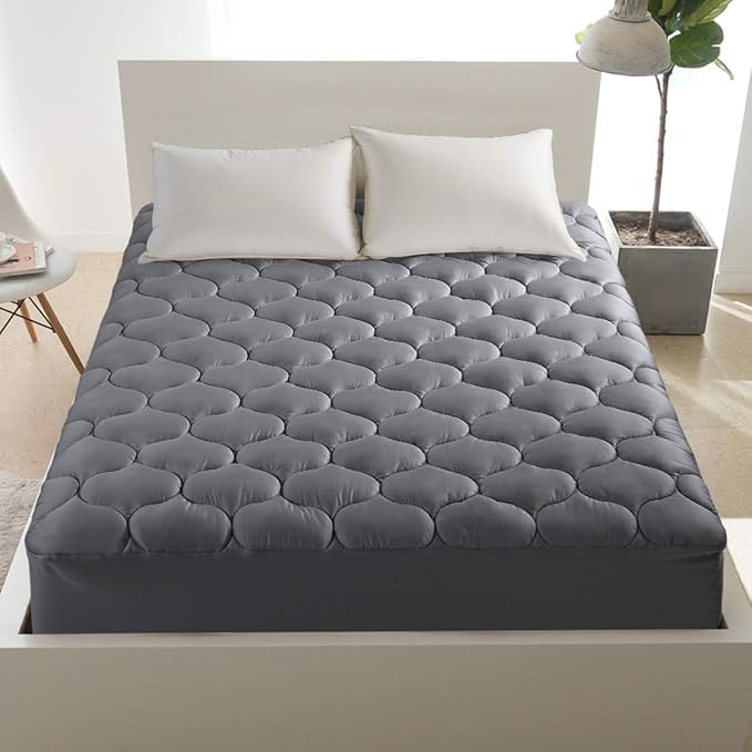 LEISURE TOWN Cotton Twin XL Mattress Pad Fitted Quilted Mattress Cover Pillow Top Mattress Topper Cooling Soft Breathable Mattress Protector with 8-21 Deep Pocket,Machine Washable (39x80 Grey)