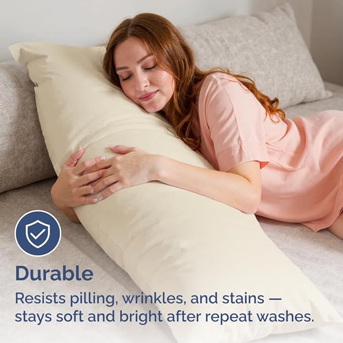 Body Pillowcases Set of 2-20x54 Long Body Pillow Case - Soft Body Pillow Cover for Sleeping & Side Sleepers - Comfy, Breathable, Wrinkle & Fade Free - Machine Washable w/Envelope Enclosure (Wheat)
