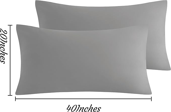 NTBAY King Pillow Cases Set of 2, 2 Pack Brushed Microfiber 20x40 Pillow Cases, Soft, Wrinkle, Fade, Stain Resistant Smoke Grey Pillow Cases with Envelope Closure, 20x40 Inches, Smoke Grey
