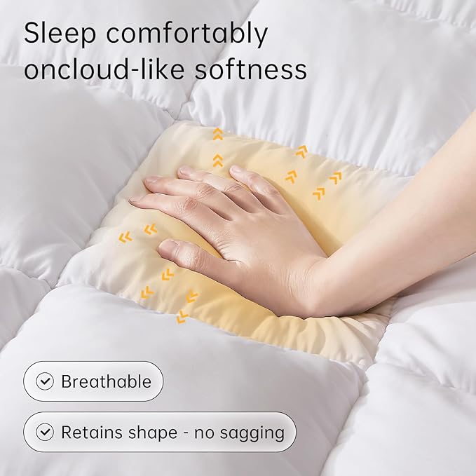SAPHREAS Memory Foam Mattress Topper Full Size with 8-20 inches Stretchable Pockets, 3 Inch Soft Pillow Top Mattress Pad for Back Pain Relief with Breathable Air Mesh Sides