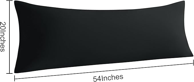 NTBAY Body Pillow Cases Set of 2, 2 Pack Brushed Microfiber 20x54 Pillow Cases, Soft, Wrinkle, Fade, Stain Resistant Black Pillow Cases with Envelope Closure, 20x54 Inches, Black