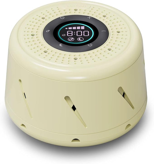 White Noise Machine with Real Fan Sound, Smart Mode, Timer & LED Display – Portable Sleep Sound Machine for Adults, Babies, Office, Travel & Home (Yellow)