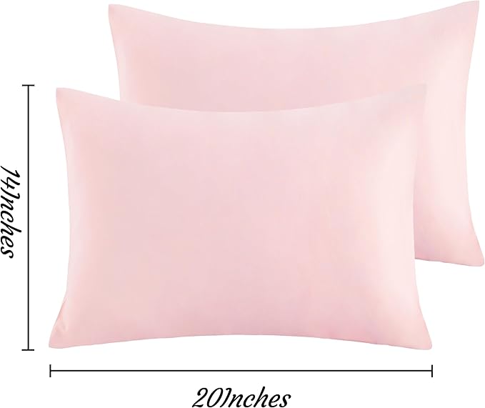 NTBAY Toddler Pillow Cases Set of 2, 2 Pack Brushed Microfiber 14x20 Pillow Cases, Soft, Wrinkle, Fade, Stain Resistant Blush Pink Pillow Cases with Envelope Closure, 14x20 Inches, Blush Pink