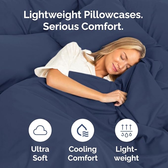 Standard Pillow Cases Set of 6 - Ultra Soft Hotel Quality Pillowcase Covers - Comfy, Cozy & Wrinkle Free - Shrink, Stain & Fade Resistant - Machine Washable Pillow Protectors - 6 Piece Set - Navy Blue