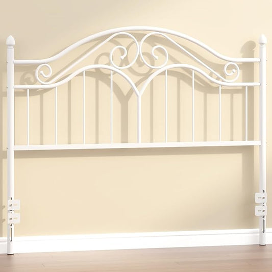 Elephance Headboard for Queen Size Bed Frame, Vintage Platform Bed Metal Headboard Only, Height Adjustable, Sturdy and Stable, Queen Size, Easy Assembly,White