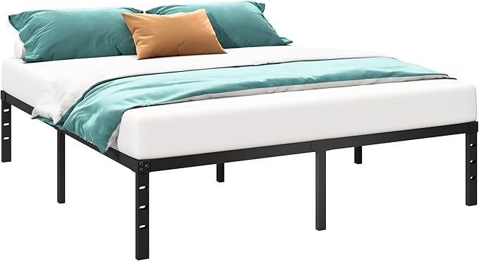 HLIPHA Metal Platform Bed Frame 14 Inch Tall,No Box Spring Needed,Queen Size Bed with Heavy Duty Strong Support Slats,Easy to Assemble,Black