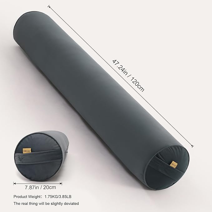 Body Pillow for Adults,Long Round Pillow,Big Cylindrical Pillow,Large Full Bolster Pillows for Side Sleepers (Charcoal Gray, 47.24"*7.87")