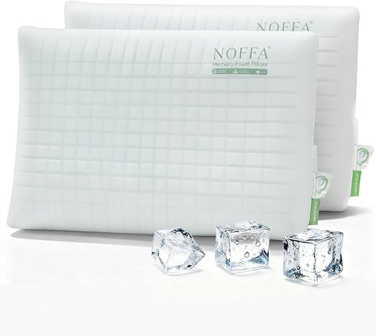 2 Pack Extra Soft Ice-Feel Cooling Pillows for Sleeping – Premium Standard Size Bed Pillows with Breathable Sponge-Fill Support, Ice-Fabric Cooling Pillow Set for Hot Sleepers