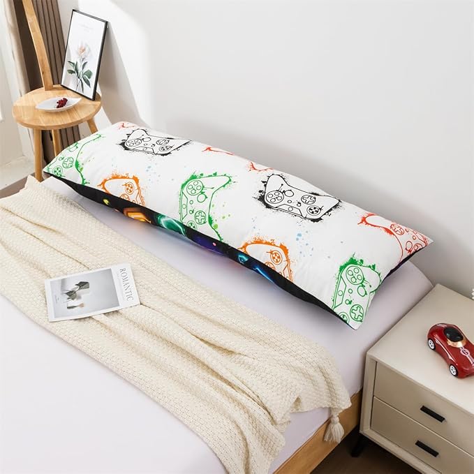 NTBED Space Gaming Body Pillow Cover Universe Game Console Microfiber Pillowcase with Envelope Closure for Kids Boys Adults,(20"x54",Multi)