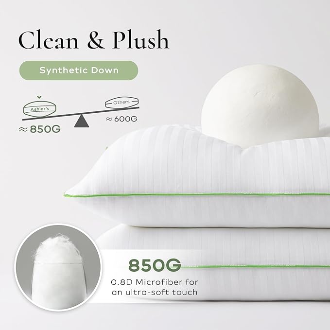 Ashler Home Deco Synthetic Down Pillow Inserts, 14x22 Down Alternative Throw Pillows Insert Sleeping Pillows with 100% Cotton Cover Decorative Pillow Stuffer for Sofa, Couch Bed(Set of 2, White)