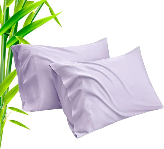 TELUS Pillow Cases Queen Size 2 Pack, Bamboo Rayon Cooling Pillowcases with Envelope Closure, Cool Breathable Pillow Case for Hot Sleepers & Night Sweats, 20x30 inch, Purple