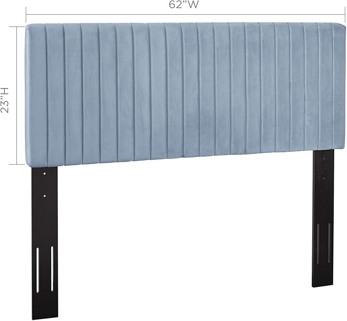 Modway Keira Channel Tufted Performance Velvet Upholstered Full / Queen Headboard in Light Blue