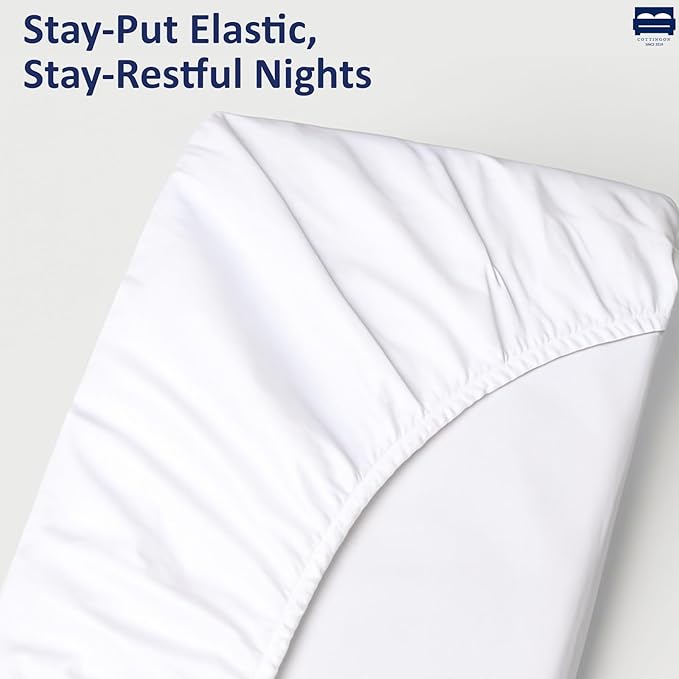 Cot Size 30" x 75" Fitted Sheet, 100% Egyptian Cotton, Perfect for Camp Bunk Beds/RVs/Guest Beds/Army Cots/Replacement Mattress (White)