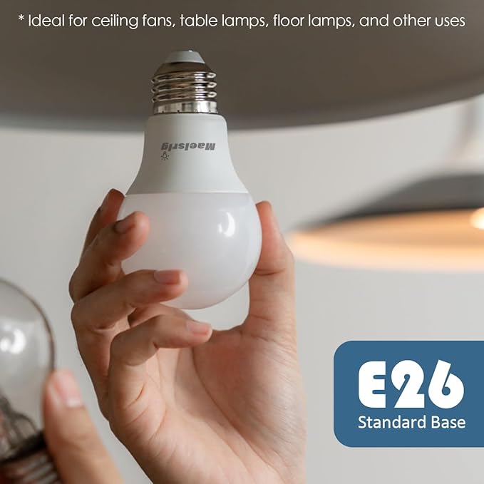Maelsrlg Sleep Light Bulb, 1600K Amber LED Bulb Blue Light Free - 60W Equivalent, 8W A19 E26 Base, Dimmable Warm Light Bulbs for Bedroom, 4-Pack