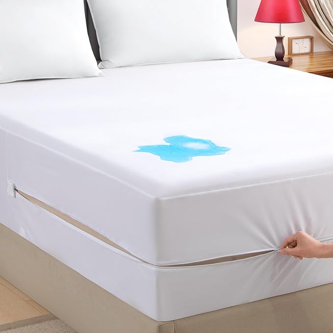 Zippered Mattress Encasement Twin XL, Waterproof Zipper Mattress Protector, Breathable, Noiseless, Machine-Washable Zip Mattress Cover?Fitting 7" - 13" Deep Mattress