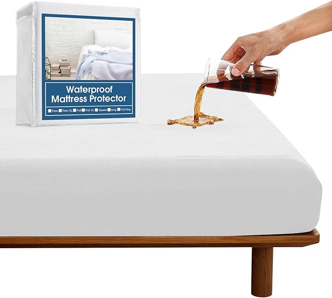 SPRINGSPIRIT Mattress Protector, Mattress Cover Protector Waterproof with Deep Pocket up to 14’’, Noiseless & Skin-Friendly Fitted Sheet Only, White，Full，2 Pack