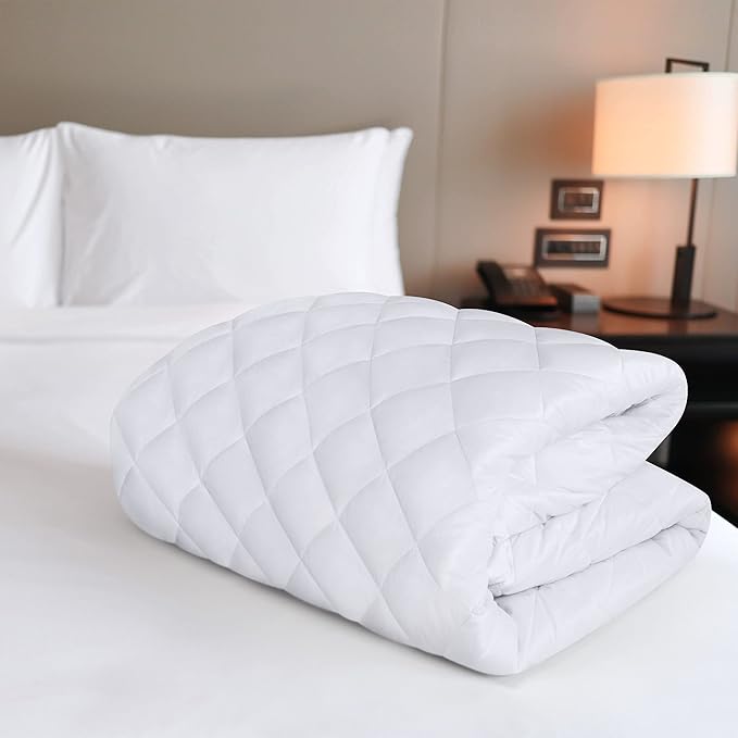 Utopia Bedding Quilted Fitted Mattress Pad, California King Size, Elastic Fitted Mattress Topper Protector and Cover with Deep Pocket Stretches up to 16 Inches, Machine Washable (White)
