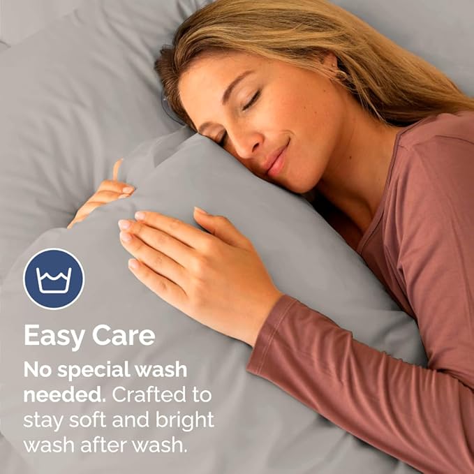 Body Pillowcases Set of 4-20x54 Long Body Pillow Case - Soft Body Pillow Cover for Sleeping & Side Sleepers - Comfy, Breathable & Fade Free - Machine Washable w/Envelope Enclosure - (Light Grey)