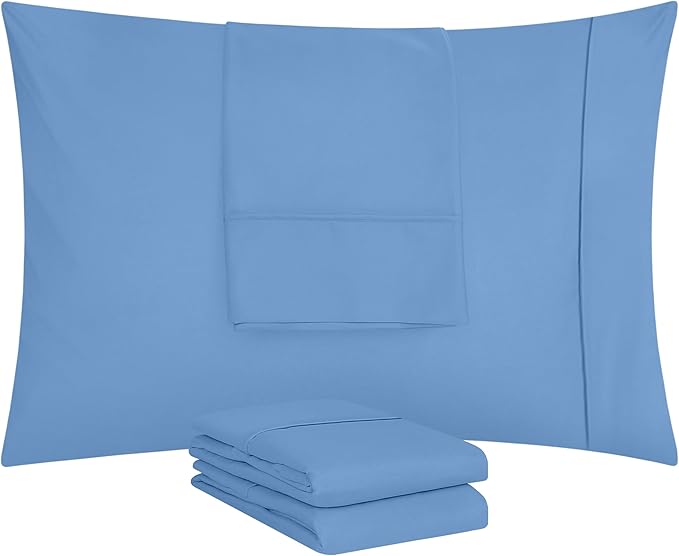 Utopia Bedding Queen Pillowcases - 4 Pack - Envelope Closure - Soft Brushed Microfiber Fabric - Shrinkage and Fade Resistant Pillow Covers Queen Size 20 X 30 Inches (Queen, Dutch Blue)