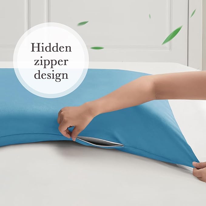 Curved Pillow Case King Size, Side Sleeper Pillow Cases Cover Cooling Rayon Derived from Bamboo with Zipper for hot Sleepers Hair and Skin, Breathable Silky Soft Pillowcase 1 Pack 20 * 36 Inches