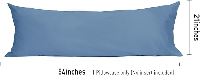 Sunflower Body Pillowcase 100% Cotton Long Pillow Cover/Case Envelope Closure 1 Pack, 20×54 inches Copen Blue, Soft and Breathable