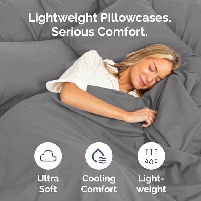 Standard Pillow Cases Set of 6 - Ultra Soft Hotel Quality Pillowcase Covers - Comfy, Cozy & Wrinkle Free - Shrink, Stain & Fade Resistant - Machine Washable Pillow Protectors - 6 Piece Set - Dark Grey