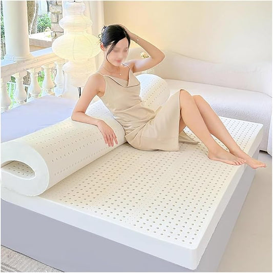 Natural Latex Mattress Topper, Organic Cotton Cover No Memory Foam Chemicals Single Double Hotel Mattress Family King Queen Twin Full Size -1/2/3/4/ 6 Inch,2in,90x200cm(35x79in)