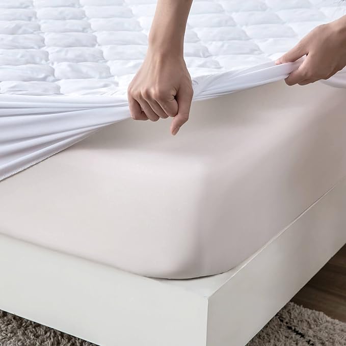 Kingnex Olympic Queen 66x80 Waterproof Quilted Mattress Protector Pad Super Queen Bed Padded Fitted Matress Cover Olympic Queen