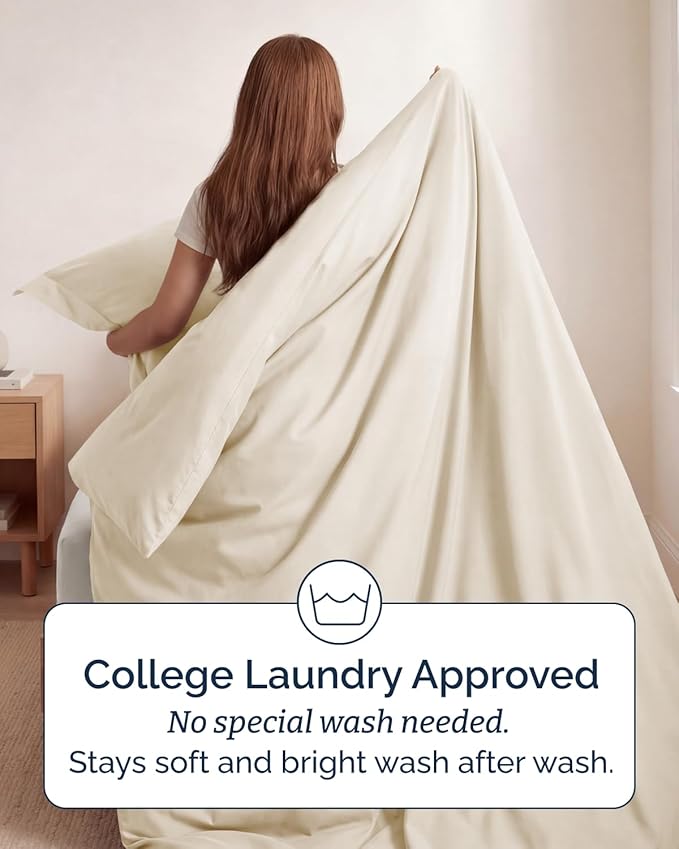 Duvet Cover Twin/Twin XL Size Set - Extra Soft Twin/Twin XL Duvet Cover 68" x 90" with 1 Pillow Sham - Hotel Luxury, Easy Care, Fade Free with Zipper Closures & Ties - Comfy & Breathable (Off White)