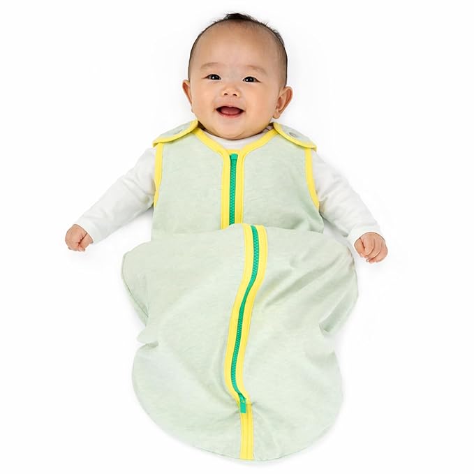 Baby Deedee Sleep Nest Lite - Baby Sleep Sack 0.6 TOG 18-36 Months, Sleeping Bag with Soft Cotton & Patented Shoulder Snaps, Toddler Wearable Blanket for Boys & Girls, Lemon Mint