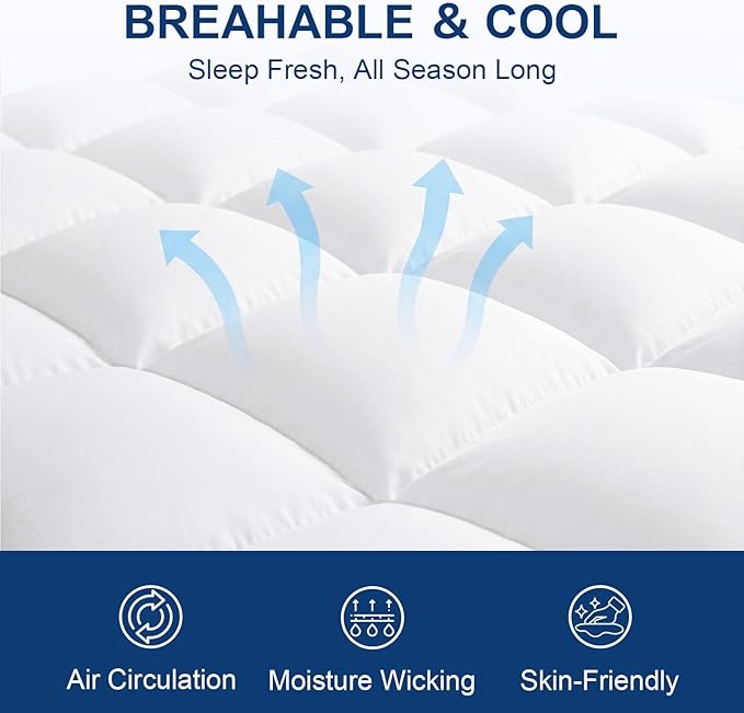 CHOKIT Queen Mattress Topper, Extra Thick Pillow Top Mattress Pad for Back Pain Relief, Cooling Bed Topper Mattress Cover with 8-21 Inch Deep Pocket