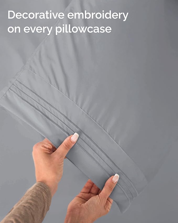 Twin Size 3 Piece Sheet Set - Comfy Breathable & Cooling Sheets - Hotel Luxury Bed Sheets for Women and Men - Deep Pockets, Easy-Fit, Soft and Wrinkle Free Sheets - Steel Blue Oeko-Tex Bed Sheet Set