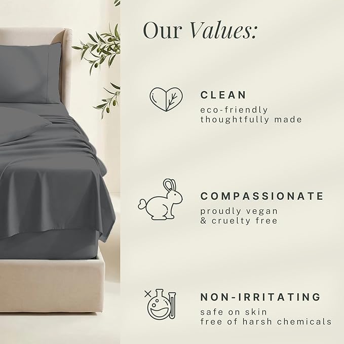 Hearth & Harbor Extra Deep Pocket Sheets - Fits Mattress 18-24 Inches Deep - Extra Deep Pocket California King Size - 6 Piece Cal King Sheets - Cal King, Grey