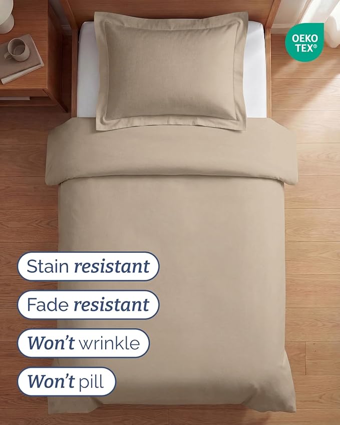 Duvet Cover Twin/Twin XL Size Set - Extra Soft Twin/Twin XL Duvet Cover 68" x 90" with 1 Pillow Sham - Hotel Luxury, Easy Care, Fade Free w/ Zipper Closures & Ties - Comfy, Cozy & Breathable (Wheat)