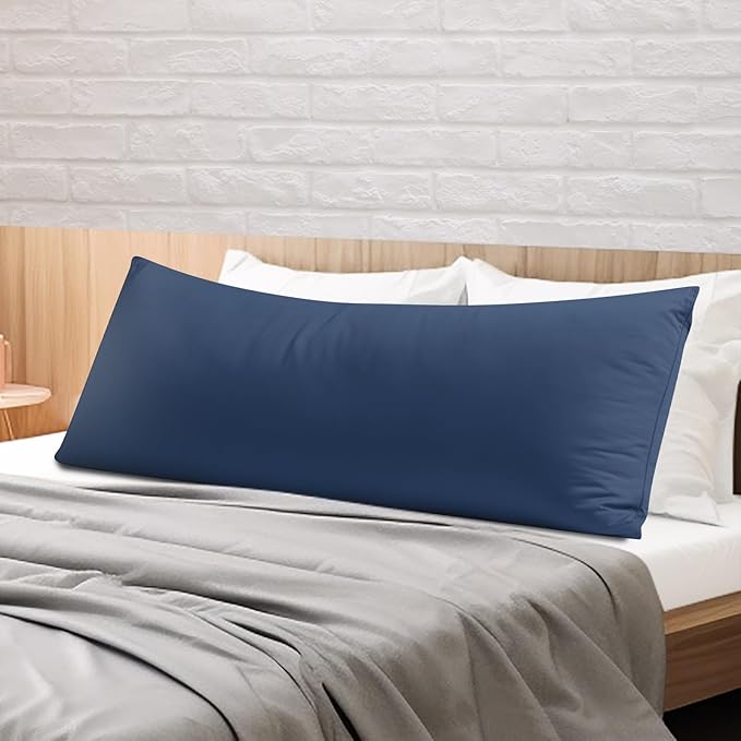 Body Pillow Cover Long Pillow Case,100% Egyptian Cotton Bed Pillow Protector with Zipper,400 Thread Count Cooling Full Body Pillowcase for Adults 20x54 Inches (1 Pack,Navy Blue)