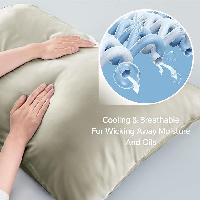 BEDELITE King Size Pillow Cases Set of 2, Rayon Derived from Bamboo, Cooling Pillow Cases for Hot Sleepers & Night Sweats, Breathable and Silky Soft Envelope Pillowcases(Linen, 20"x36")