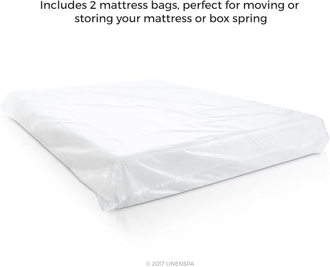 Linenspa Mattress Bag – 2 Pack Kings size / California King Mattress Bags for Moving, Storage & Disposal – Durable Plastic Cover for Moving