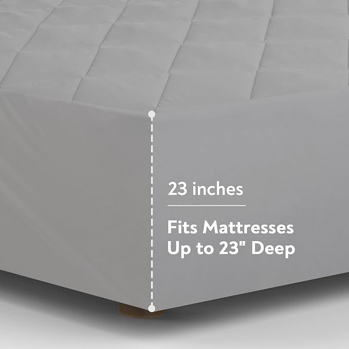 Full Mattress Pad, Soft Quilted Air Mattress Topper Full with Extra Deep Pocket, Breathable and Noiseless Air Mattress Cover Mattress Pad Fits Up to 23 Inch, Grey