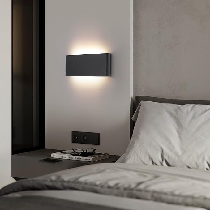 5 CCT (3000K-6500K) Adjustable Dimmable Wall Lamp 32W Modern Black LED vanity light Up and Down Wall Lighting 32.6 Inch Indoor Wall Sconce for Bedroom Staircase Hallway Dressing Table 2 Pack