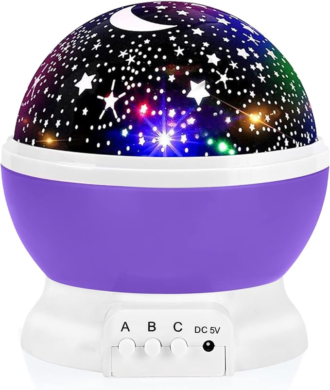 RICTLY Night Light for Kids, Kids Night Light Nebula 360 Degree Rotation - 4 LED Bulbs 12 Light Color Star Projector Changing with USB Cable, Romantic Gifts for Men Women Children