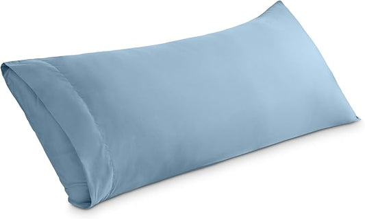 Bare Home Microfiber Body Pillow Cover - Ultra Soft & Cooling Body Pillow Case - Double Brushed - Envelope Closure - Easy Care (20''x54'' Body Pillow Cover, Light Blue)