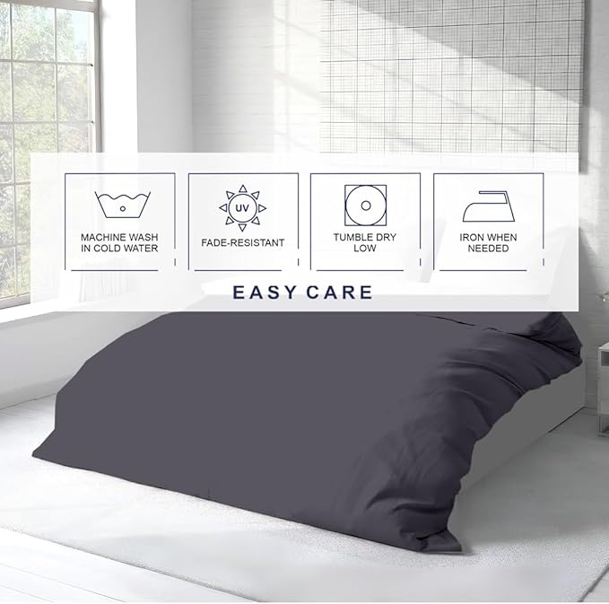 Kotton Culture 3 Pc Duvet Cover King Size Set-100% Egyptian Cotton 600 Thread Count Ultra Soft Premium Durable Comforter Cover Zipper Closure & Corner Ties - (Dark Grey, 104" X 94")