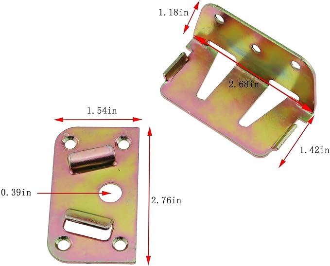 2 Sets One Piece Stamping Molding Furniture Accessories Bed Hanging Support Invisible Color Zinc Hinges Heavy Duty Cabinet Sofa Rail Bracket Slat Connector Metal Fastener