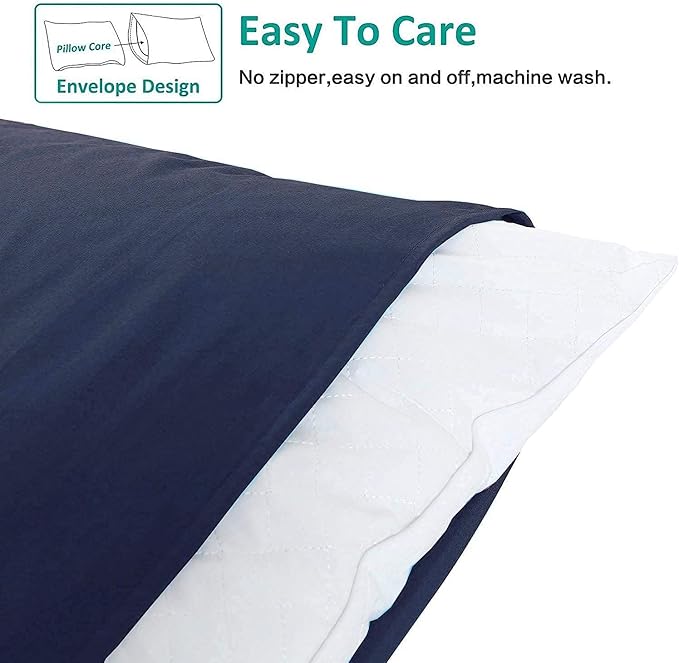 NTBAY King Pillowcase Set - 2 Pack Brushed Microfiber 20x36 Pillowcases - Soft, Wrinkle-Free, Fade-Resistant, Stain-Resistant, Navy Pillowcases with Envelope Closure - 20x36 Inches, Navy