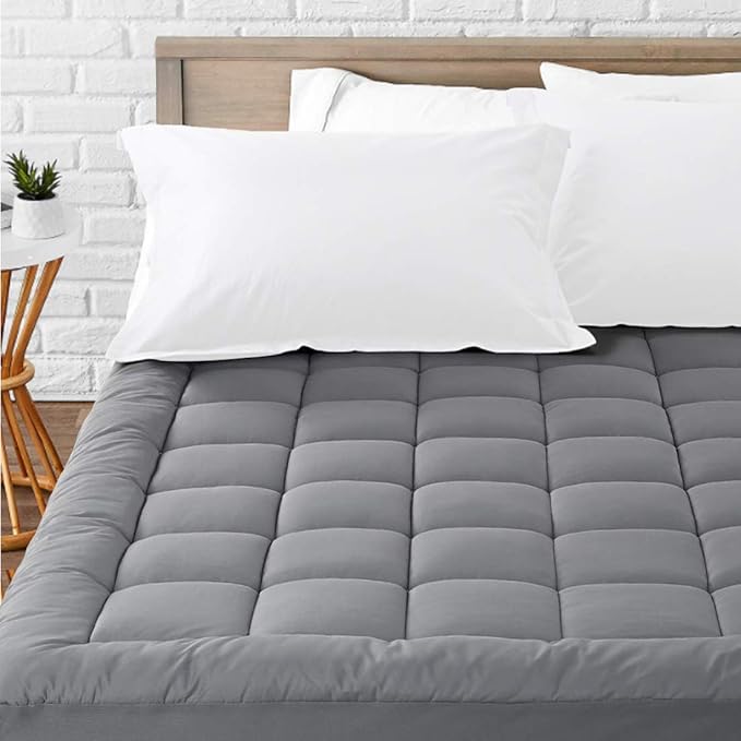 LEISURE TOWN Cotton Mattress Pad California King Fitted Quilted Mattress Cover Pillow Top Mattress Topper Cooling Soft Breathable Mattress Protector with 8-21 Deep Pocket,Machine Washable(72x84 Grey)