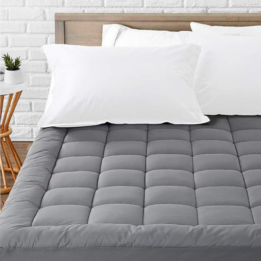 LEISURE TOWN Cotton Mattress Pad King Size Fitted Quilted Mattress Cover Pillow Top Mattress Topper Cooling Soft Breathable Mattress Protector with 8-21 Deep Pocket,Machine Washable (78x80 Grey)