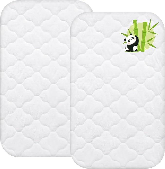 Waterproof Bassinet Mattress Protector Cover, Fits for AMKE, Baby Joy, Ezebaby, bonbay and Larex Baby Bassinet, 2 Pack, Skin Friendly and Breathable Bassinet Mattress Pad