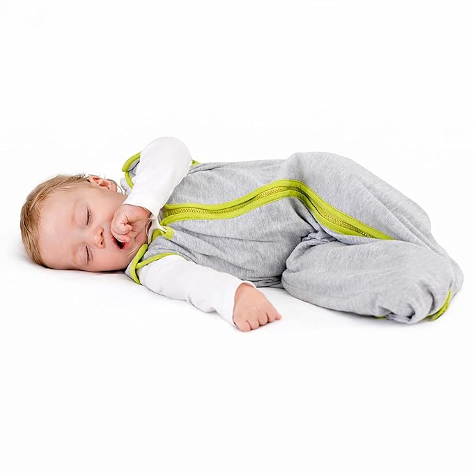 Baby Deedee Sleep Nest Lite - Baby Sleep Sack 0.6 TOG 18-36 Months, Sleeping Bag with Soft Cotton & Patented Shoulder Snaps, Toddler Wearable Blanket for Boys & Girls, Heather Gray Lime