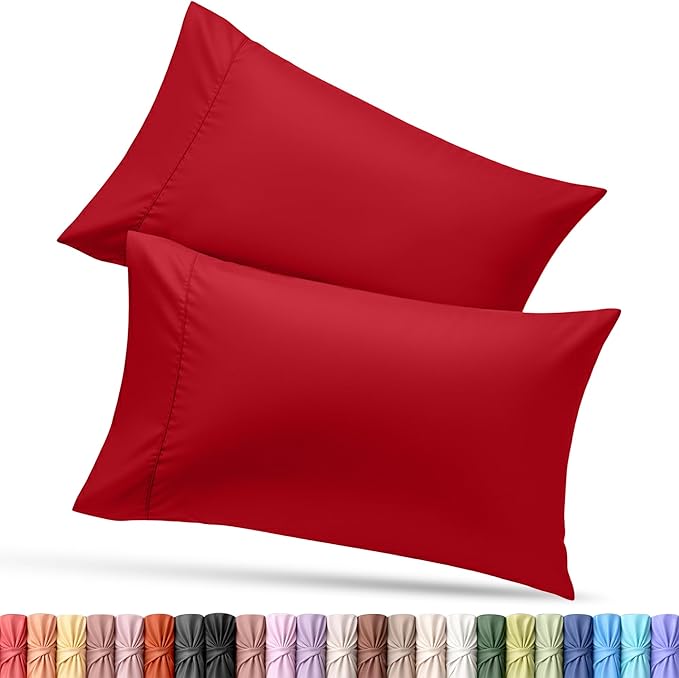 Utopia Bedding Queen Pillow Cases - 2 Pack - Envelope Closure - Soft Brushed Microfiber Fabric - Shrinkage and Fade Resistant Pillow Covers Queen Size 20 X 30 Inches (Queen, Red)