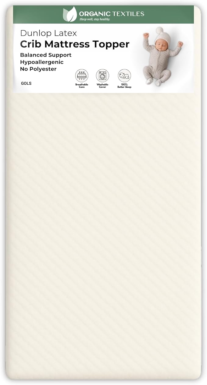 ORGANIC TEXTILES Dual Zone (Firm/Soft) GOLS Certified Latex Mattress Topper for Baby with GOTS Certified Tencel Cover - 2" Mini Sleeper (31"x18")